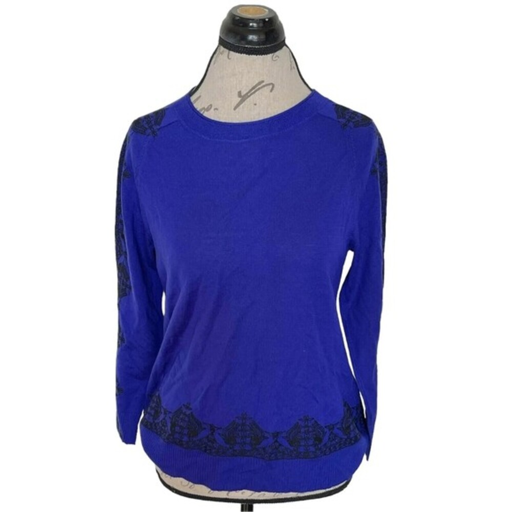 J. Crew Womens Sweater Embroidered Size Small Long Sleeve Grandmacore Preppy